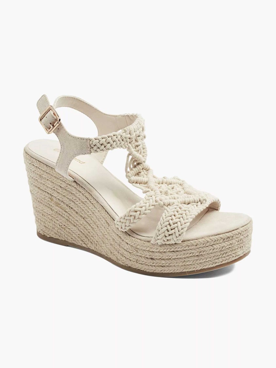 Graceland Beige Sandalette Mit Keilabsatz