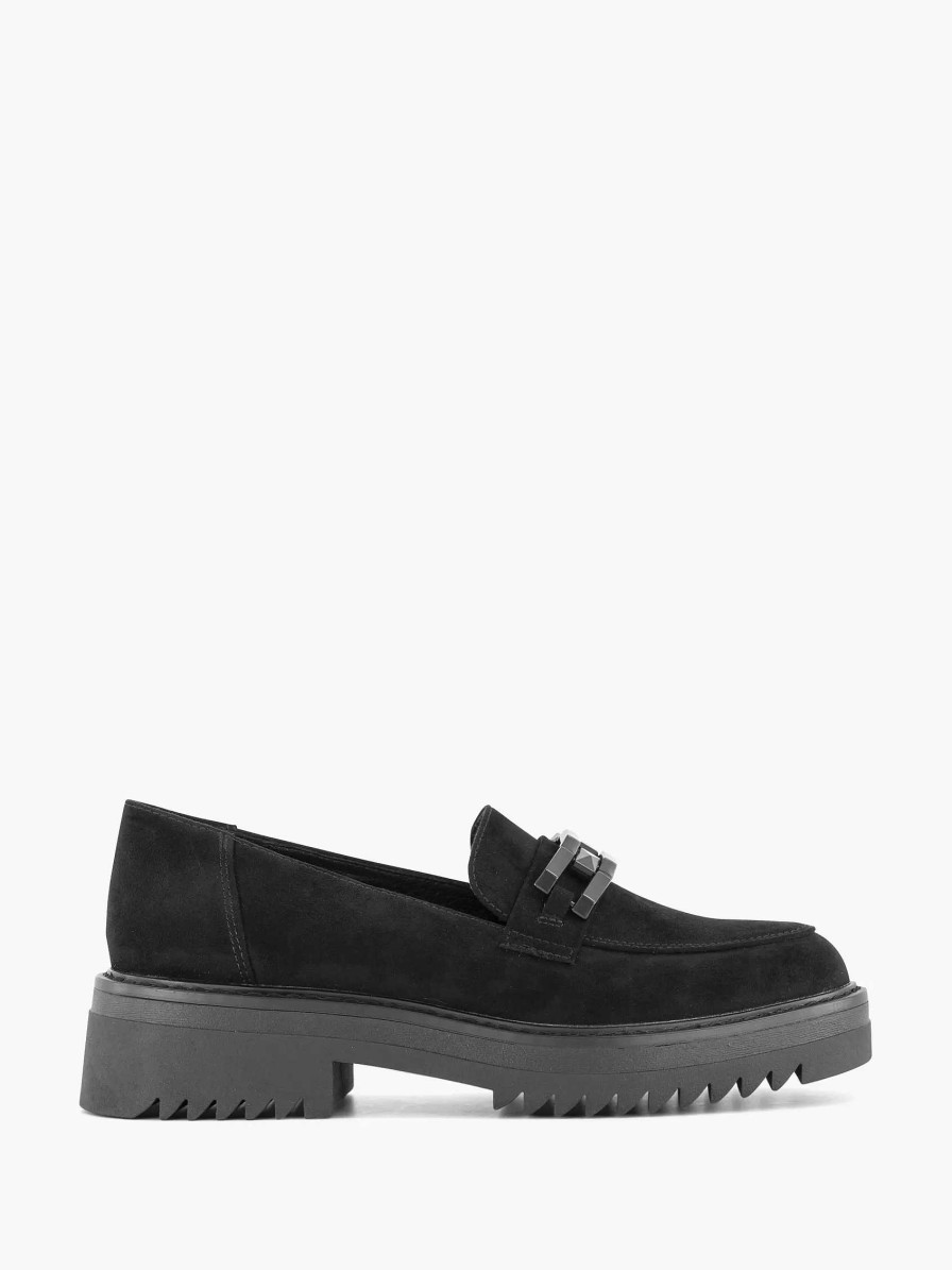 Oxmox Schwarze Chuny Loafer Dekorative Halskette