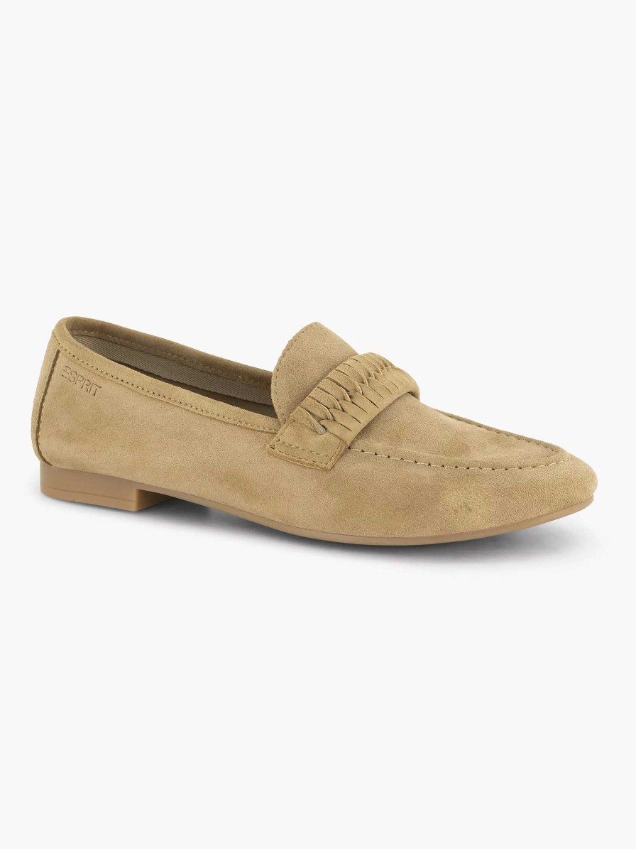 Esprit Beigefarbener Leder-Loafer