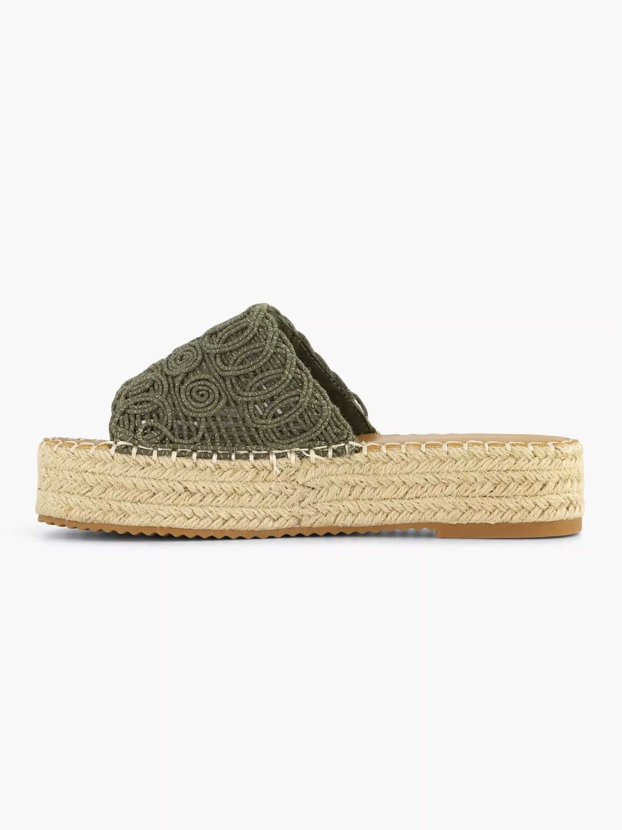 Graceland Khakifarbener Plateau-Slipper