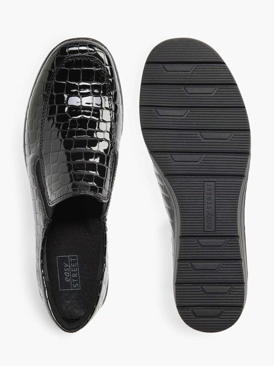 Easy Street Schwarzer Slip-On-Lack