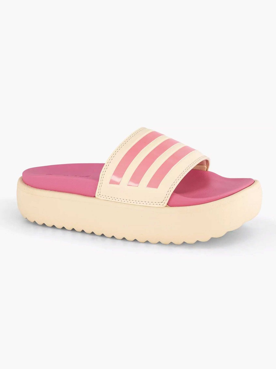 adidas Beigefarbene Adilette-Plattform