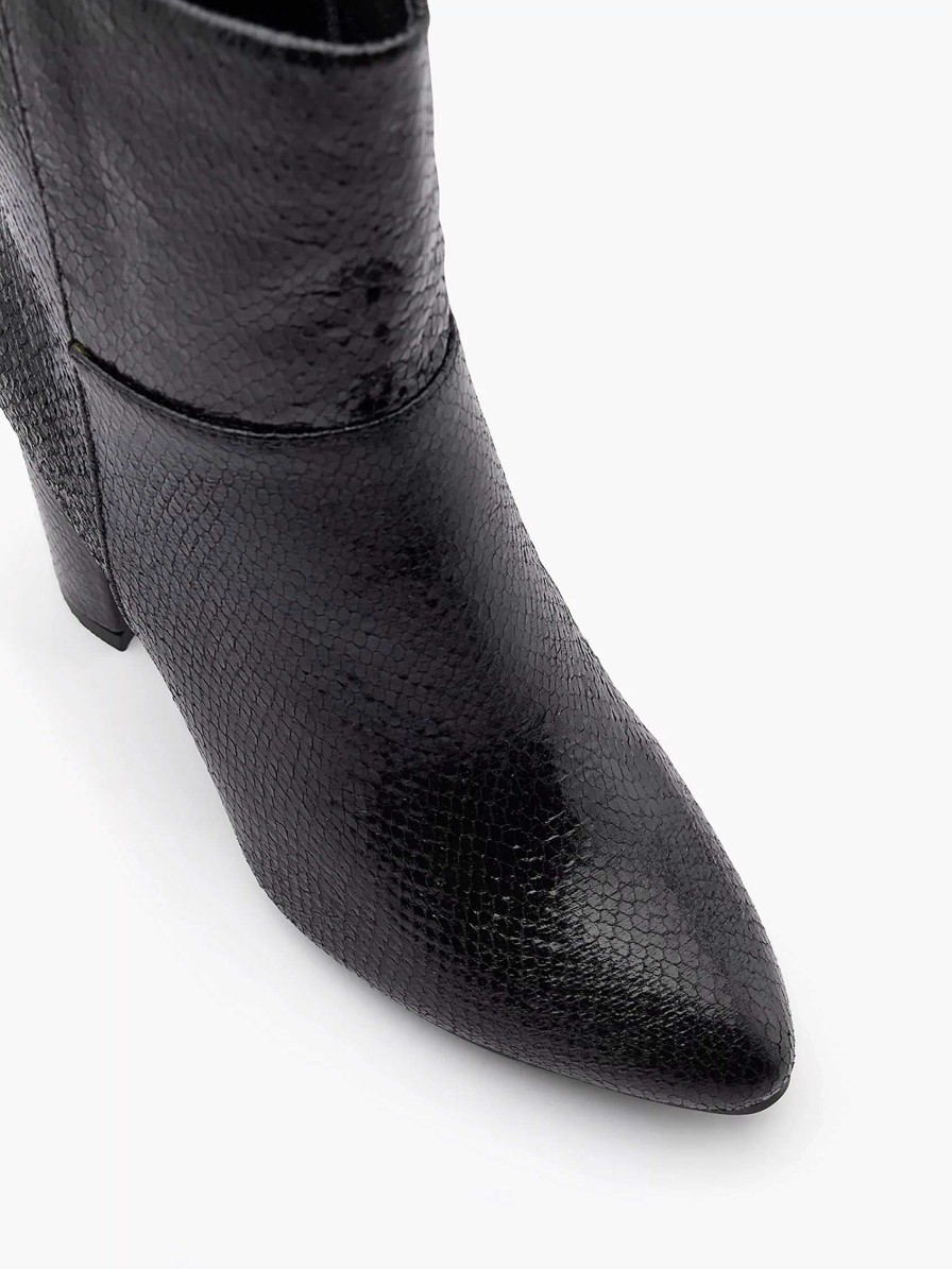 Oxmox Schwarze Stiefeletten Mit Schlangenmuster