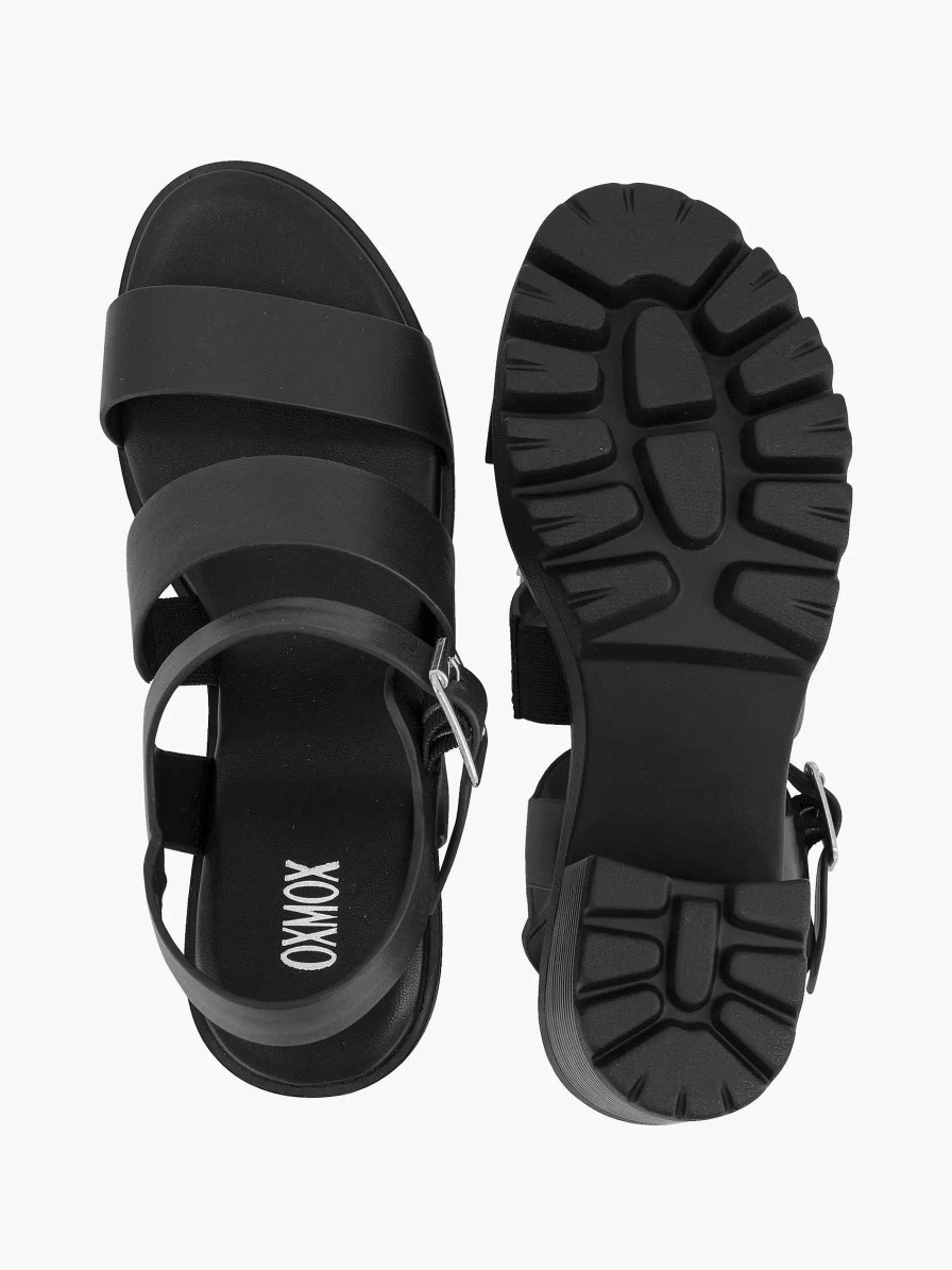 Oxmox Schwarze Klobige Sandalette