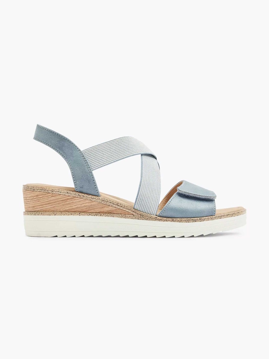 Easy Street Blaue Sandalette Mit Keilabsatz