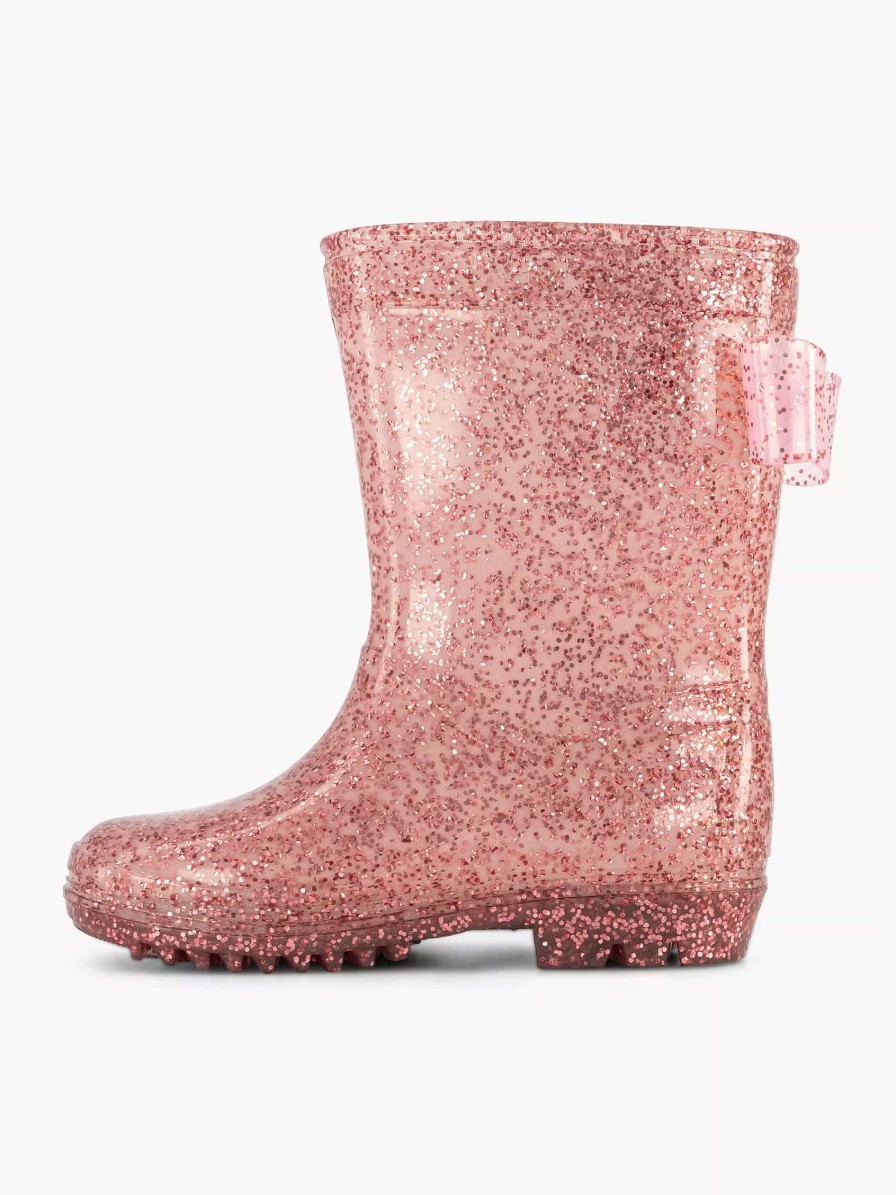 Landrover Rosa Regenstiefel-Glitzerschleife