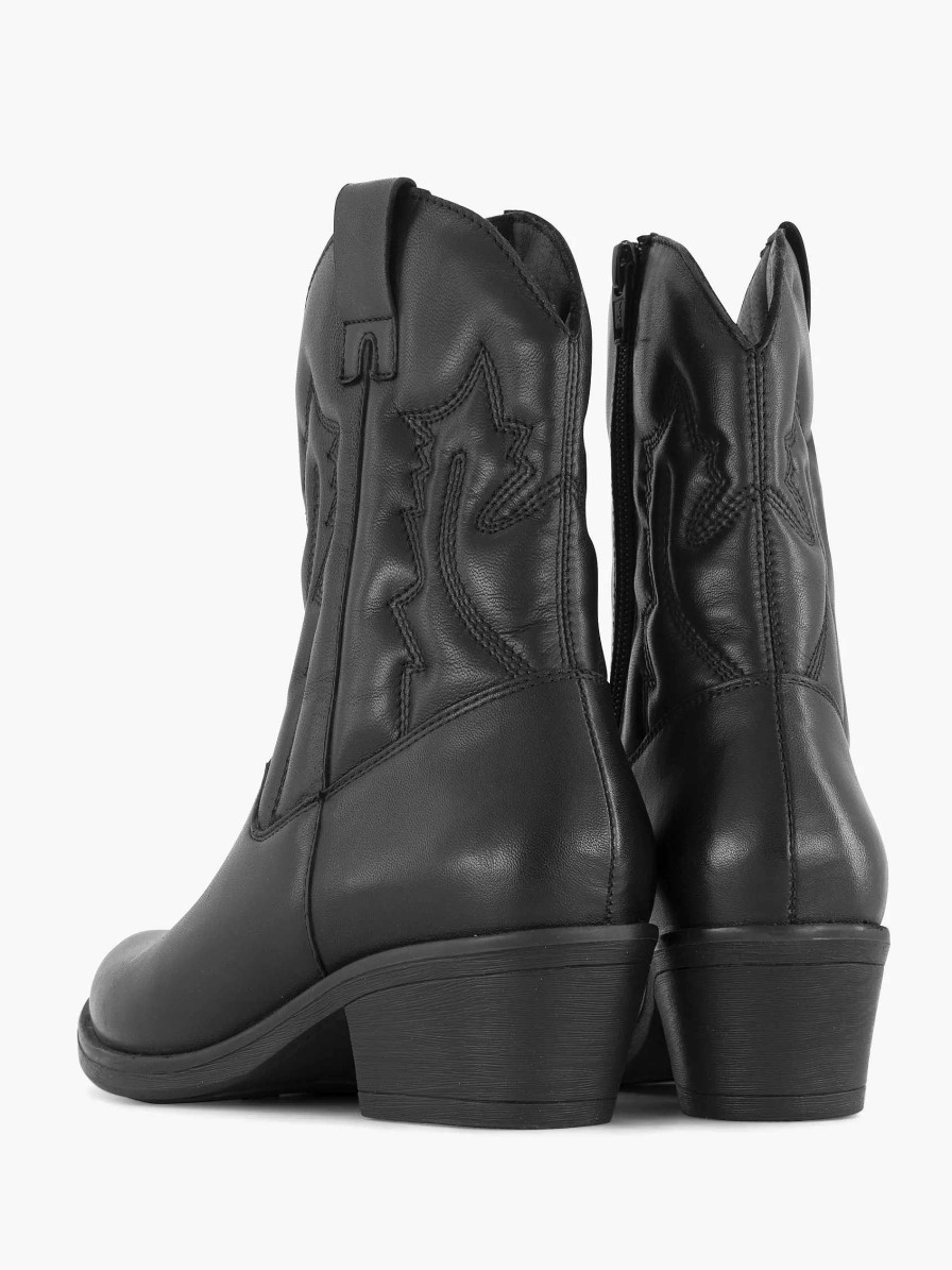 Oxmox Schwarzer Cowboystiefel Aus Leder