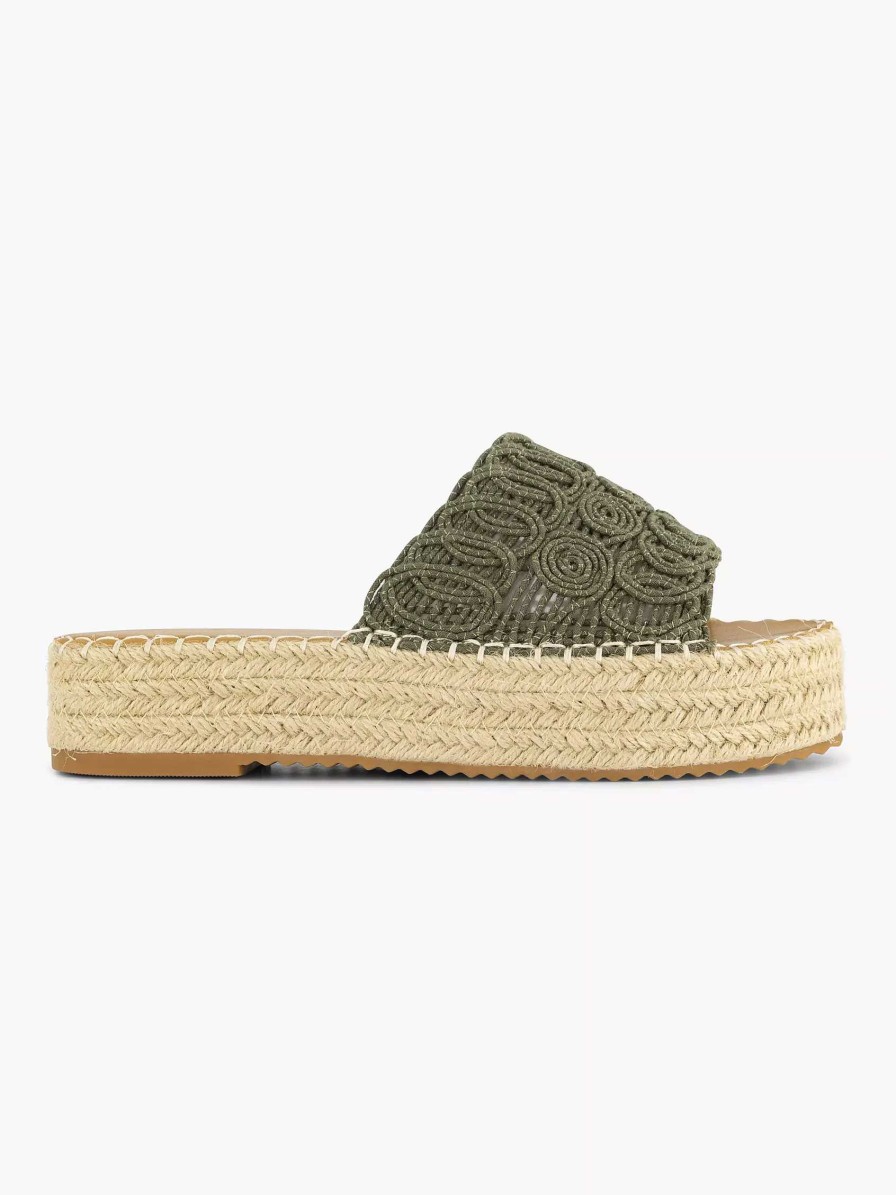 Graceland Khakifarbener Plateau-Slipper