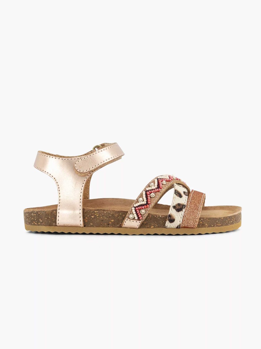 Limelight girl Goldfarbene Leder-Sandalen