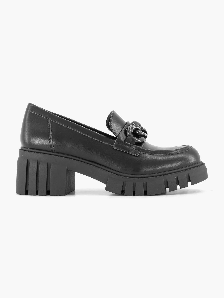 Oxmox Schwarze Klobige Loafer-Scharpenkette