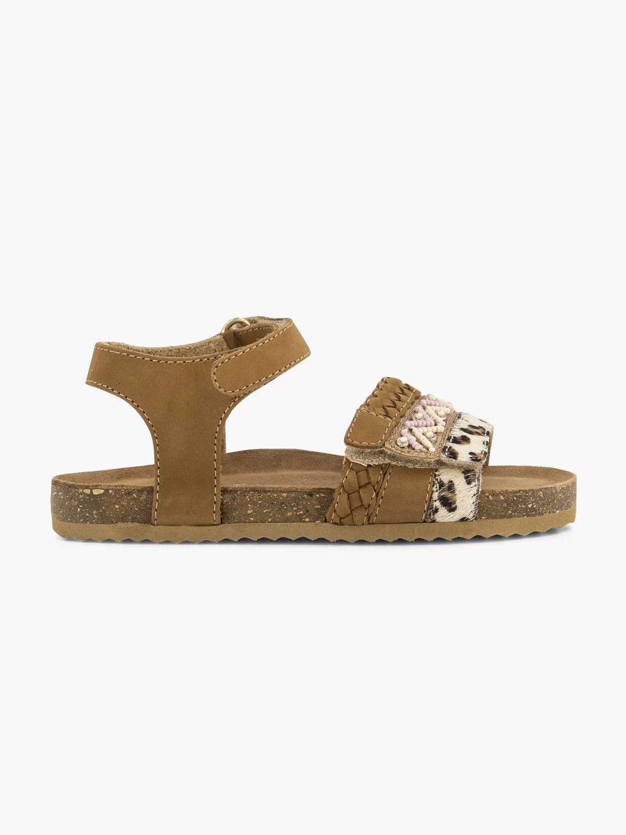 Limelight girl Braune Ledersandalen Mit Panther-Print