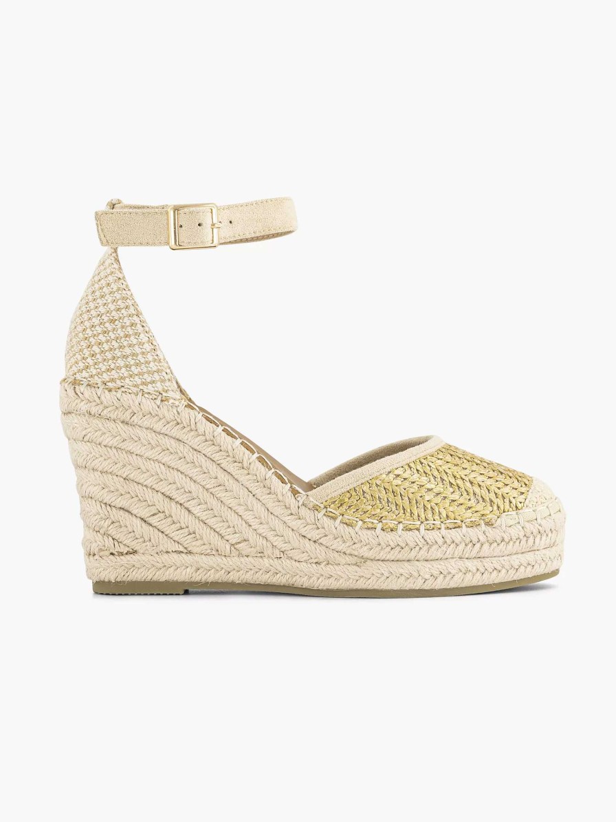 Graceland Goldfarbener Espadrille-Keilabsatz