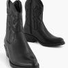 Oxmox Schwarzer Cowboystiefel Aus Leder