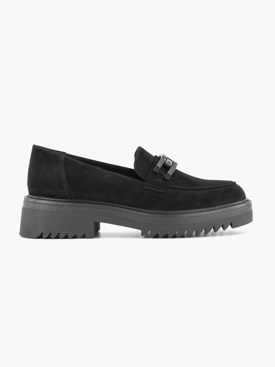 Oxmox Schwarze Chuny Loafer Dekorative Halskette