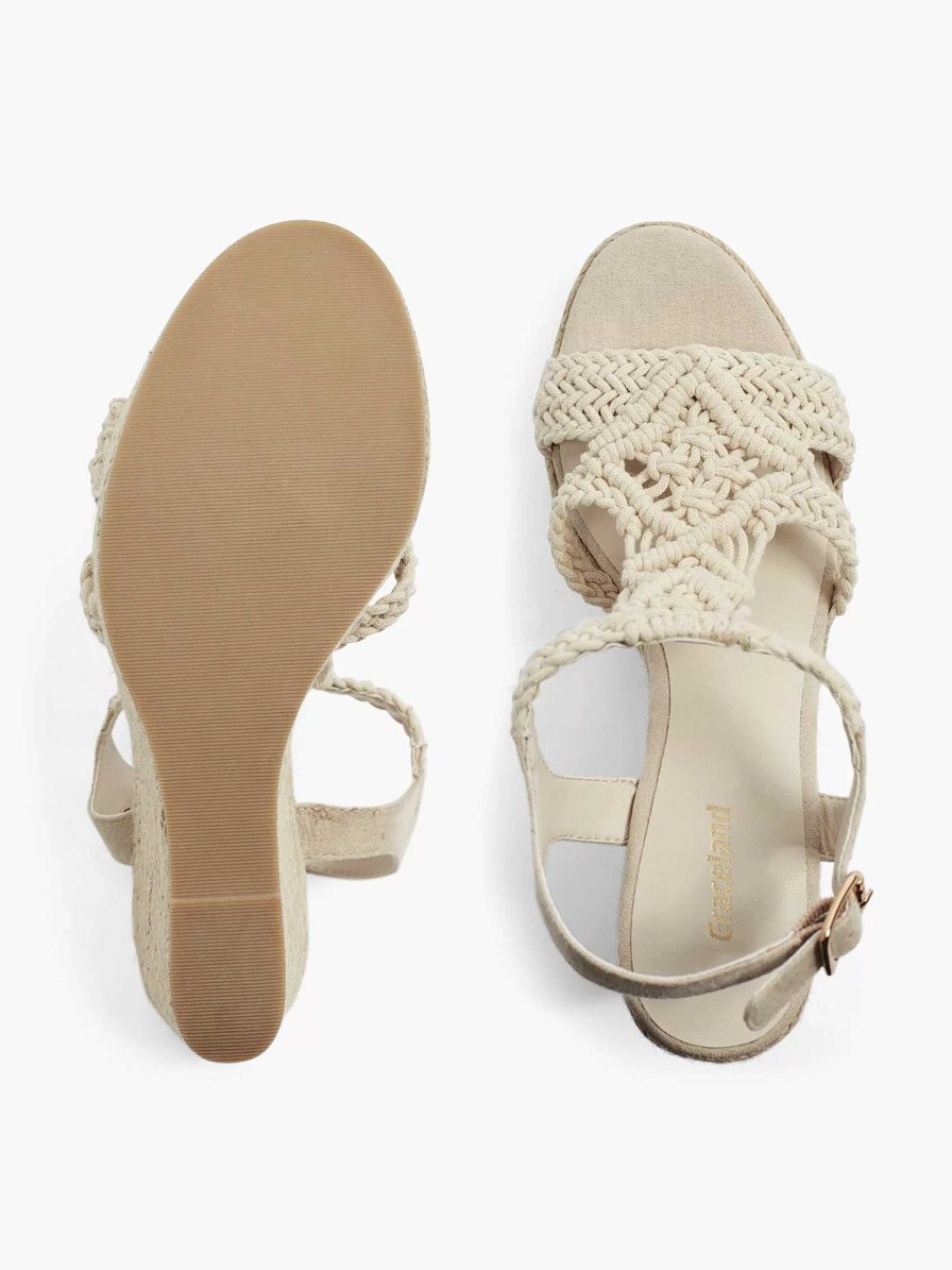 Graceland Beige Sandalette Mit Keilabsatz