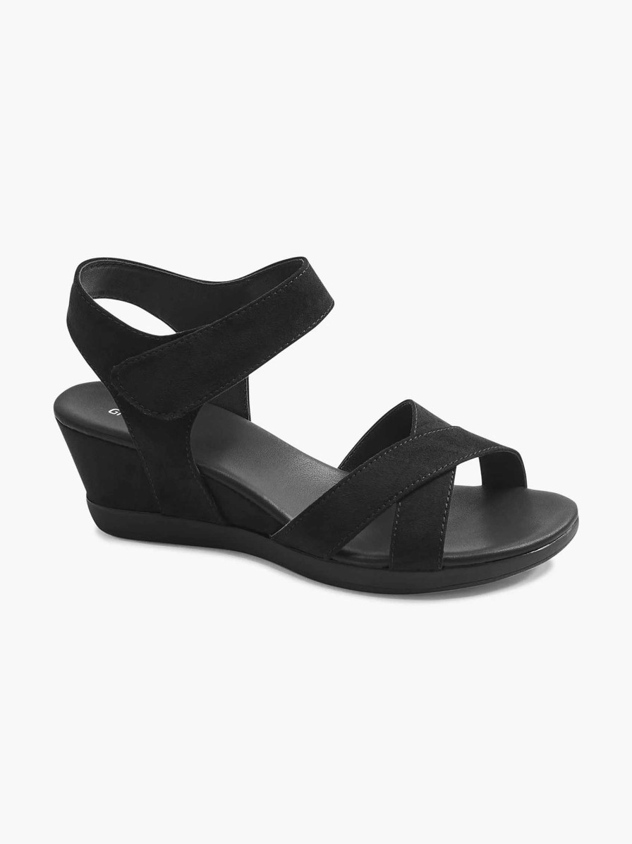 Graceland Schwarze Sandalette Mit Keilabsatz