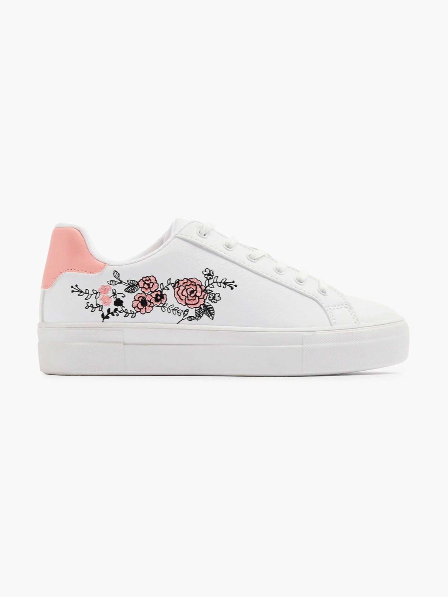 Graceland Weiser Sneaker, Rosa Blumen