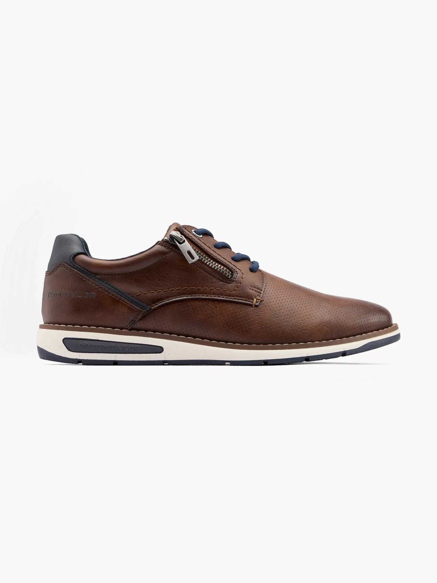 TOM TAILOR Brauner Ledersneaker