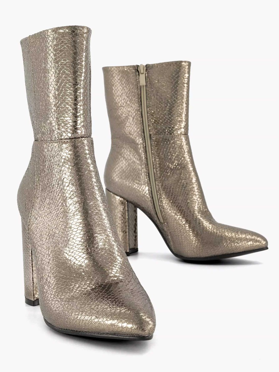 Oxmox Goldene Stiefeletten Mit Schlangenmuster